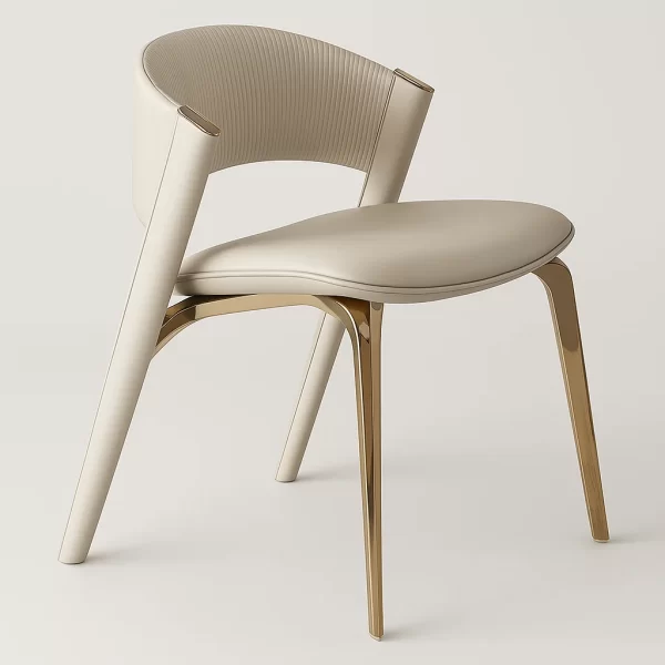 Beige Leather Dining Chair