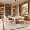 Elegant Lucia Dining Chair – Luxury Beige Leather Wooden Chair 2026