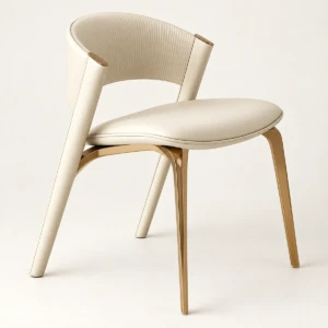 Elegant Lucia Dining Chair – Luxury Beige Leather Wooden Chair 2026