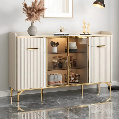 LOMA WHITE WOOD & GOLD BUFFET CABINET