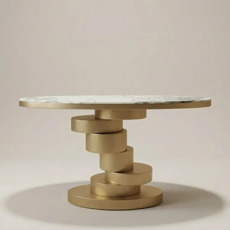 Alcon Gold & White Coffee Console Table 140cm | Luxury Sintered Stone Coffee Table UAE