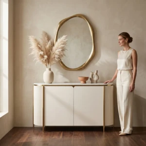 WHITE AND GOLD BUFFET CABINET IN UAE