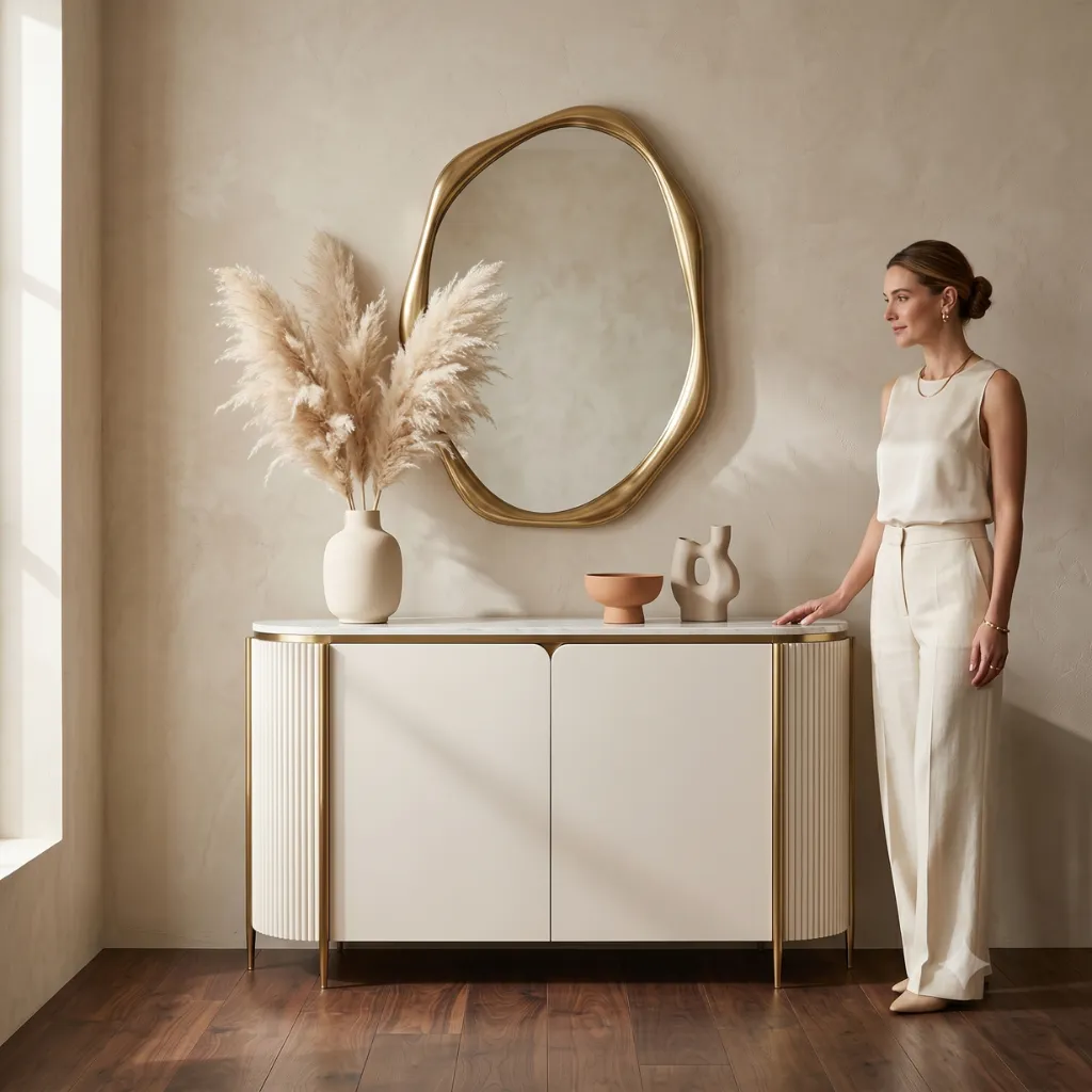 WHITE AND GOLD BUFFET CABINET IN UAE