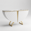 Yona White & Gold Coffee Cabinet 160cm | Luxury Coffee Station Cabinet UAE