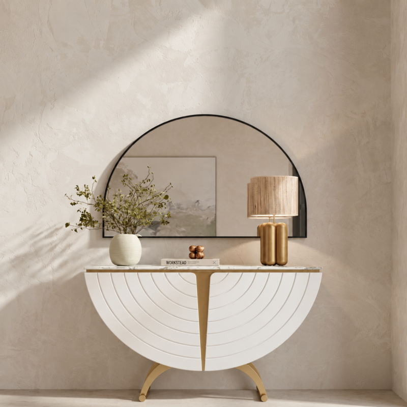 Yona White & Gold Coffee Cabinet 160cm | Luxury Coffee Station Cabinet UAE