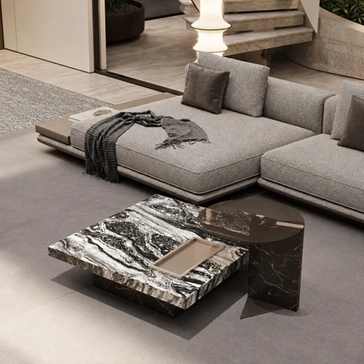 Luxury Balanca Coffee Table Set – Modern Black Glass Nesting Tables 2026