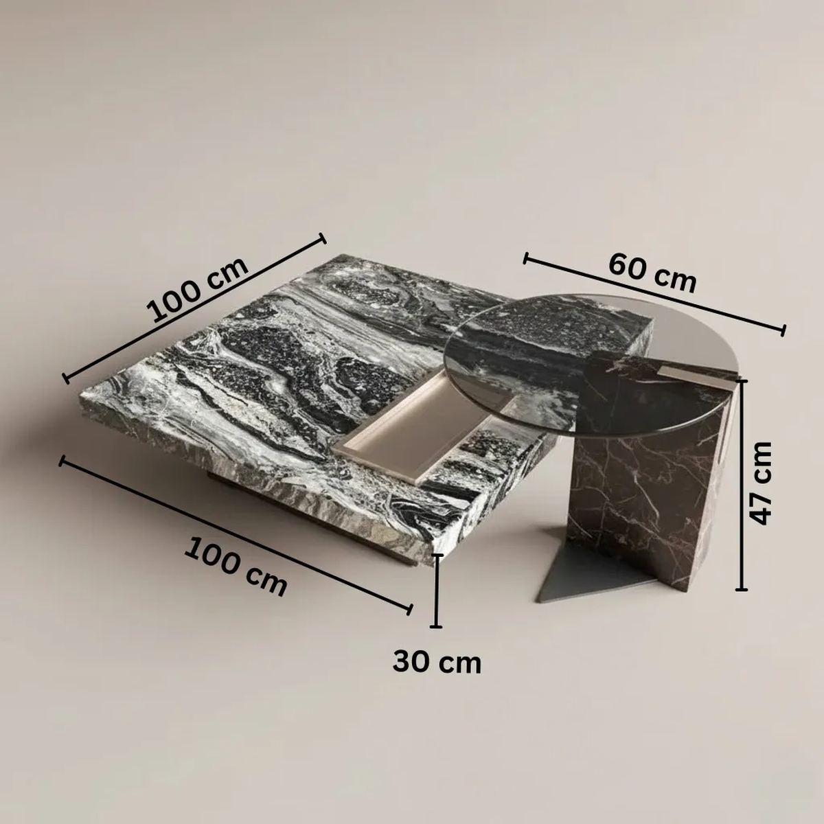 Luxury Balanca Coffee Table Set – Modern Black Glass Nesting Tables 2026