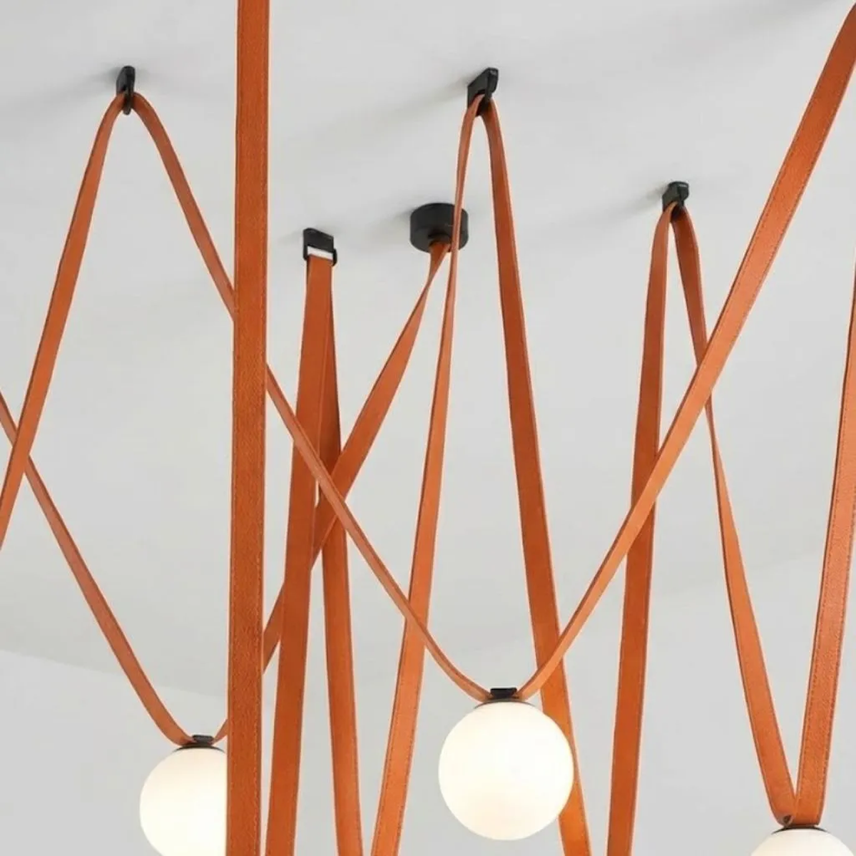 Elegant Lines Pendant Light – Modern Brown Iron Leather Glass Lighting 2026