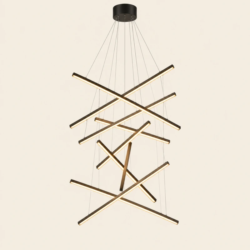 Luxury Pali Double Height Pendant Light – Modern 9 Head Black Staircase Lighting 2026