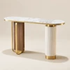 Capri Gold & White Coffee Console Table | Luxury Sintered Stone Console UAE