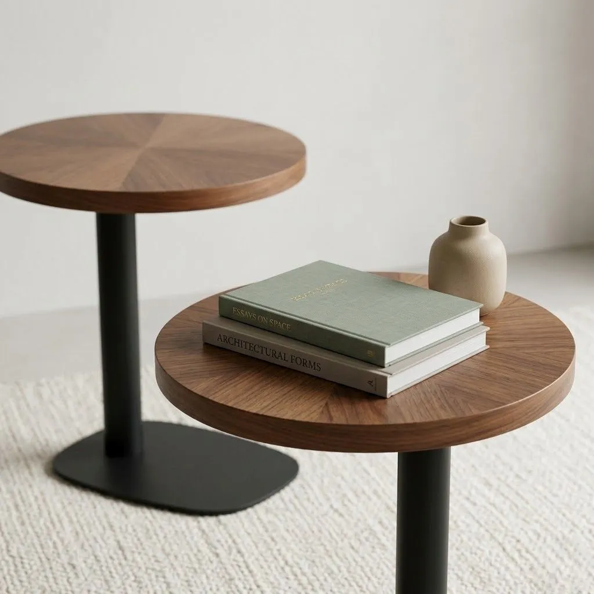 Olson Side Table – Walnut Wood Top Modern Accent Table UAE