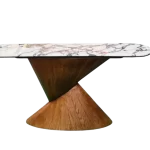 Marble Wood Console Table