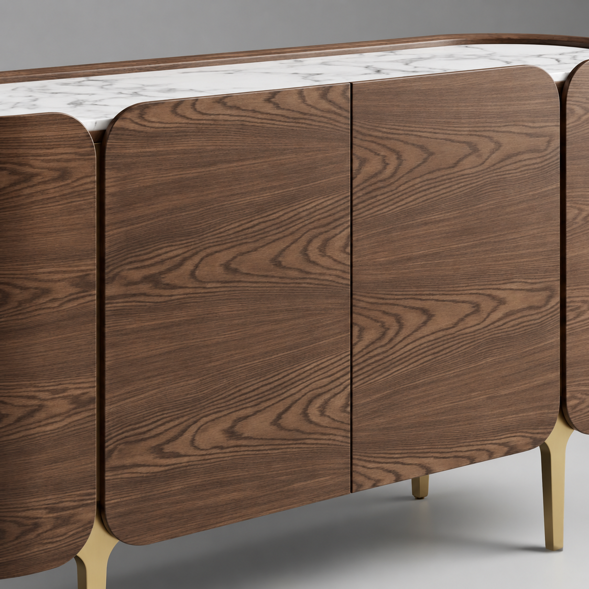 Amako Walnut & Gold Coffee Cabinet 160cm | Luxury Coffee Station Cabinet UAE
