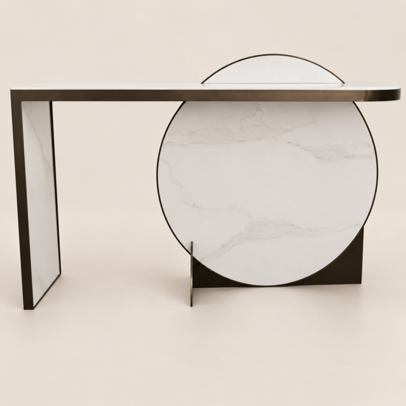 Brook White Marble Coffee Console Table 160cm | Luxury Gold Accent Console Table UAE