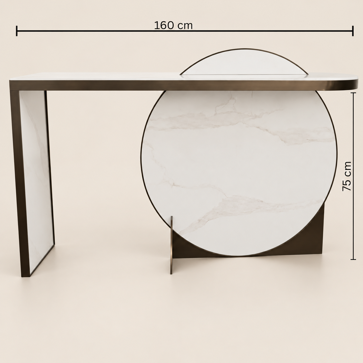Brook White Marble Coffee Console Table 160cm | Luxury Gold Accent Console Table UAE