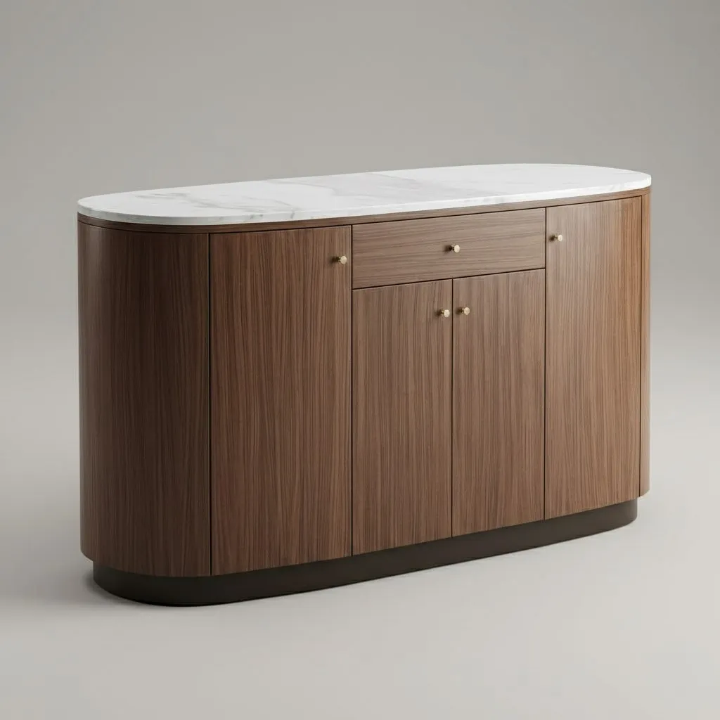 LANCASTER / BUFFET CABINET <br><span style="font-size: 10px; color:#8A5503">160 cm - Walnut & Gold Buffet Cabinet</span>