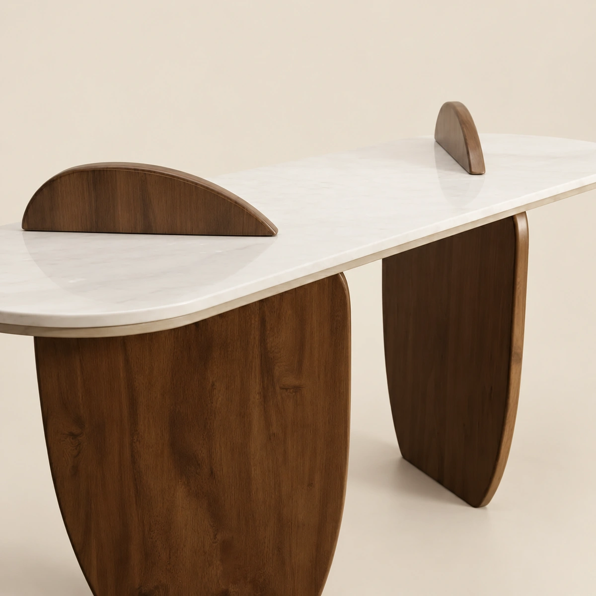 Camden Walnut Coffee Console Table 160cm | Luxury Wood & White Modern Console UAE
