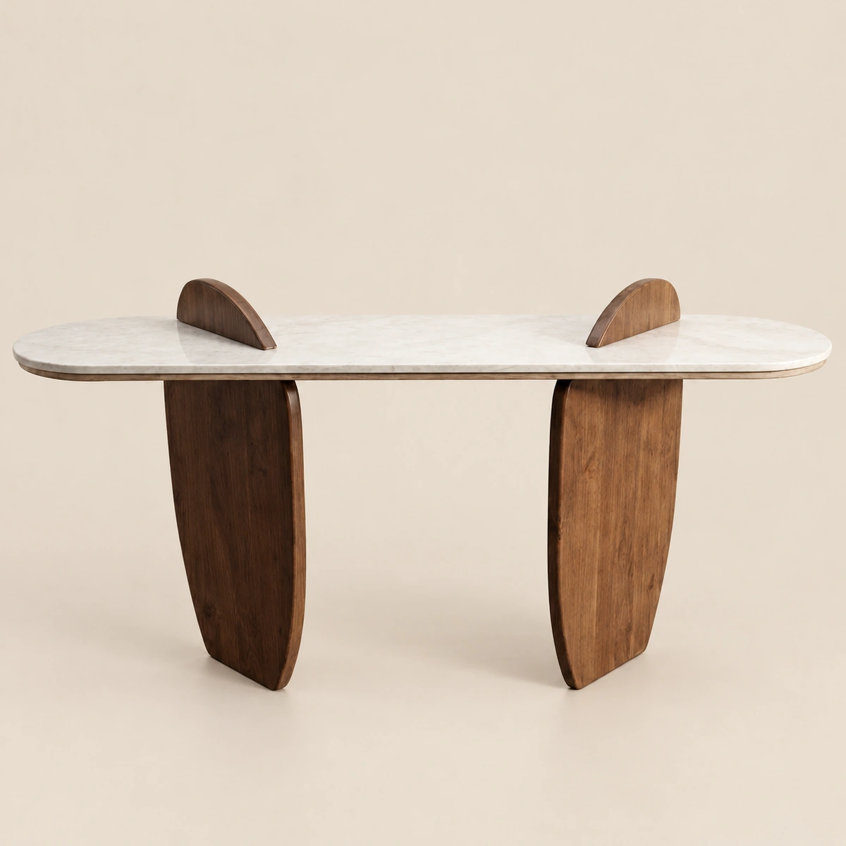 Camden Walnut Coffee Console Table 160cm | Luxury Wood & White Modern Console UAE