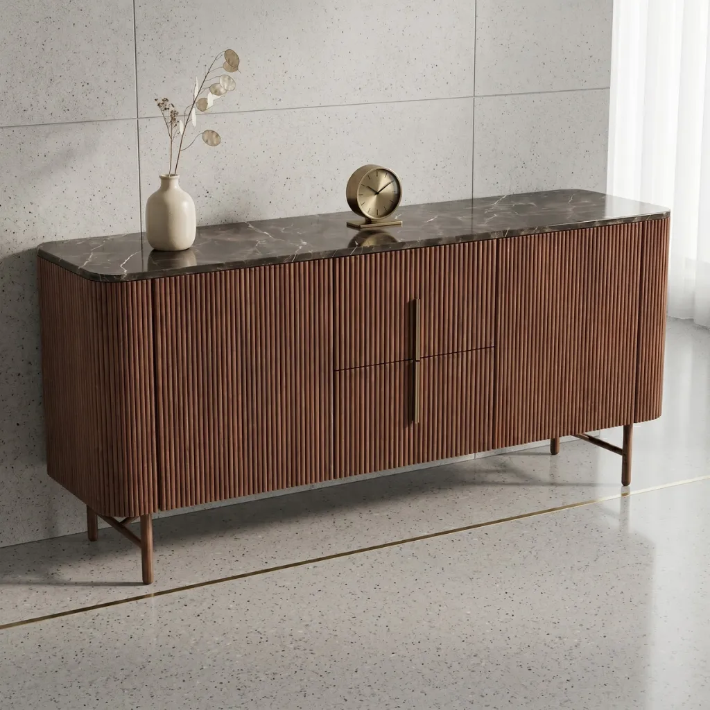 CLATENDON WOOD & MARBLE BUFFET CABINET