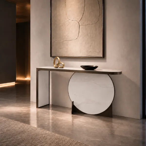 BROOK WHITE MARBLE COFFEE CONSOLE TABLE