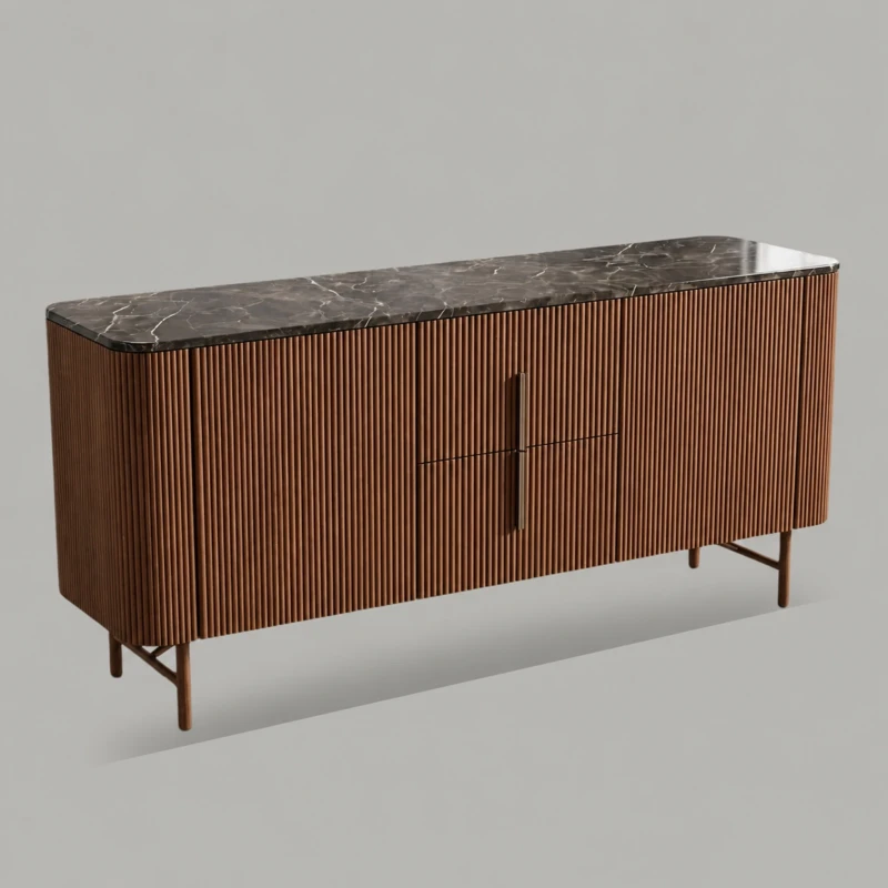 Clatendon Wood & Marble Coffee Cabinet | Luxury Coffee Station Cabinet UAE