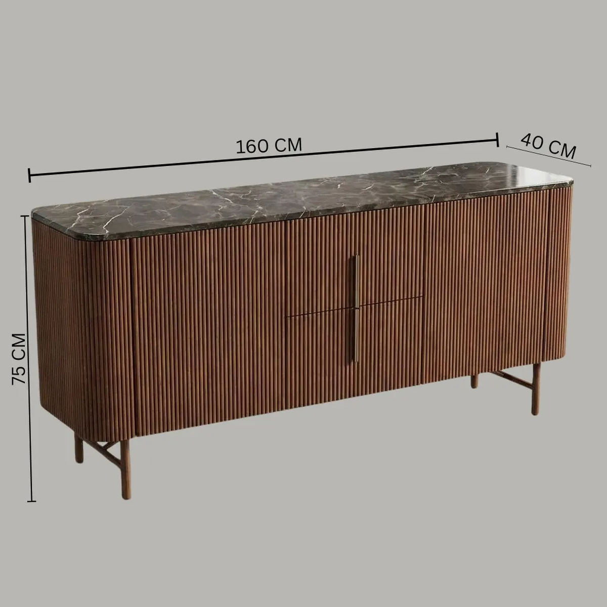 Clatendon Wood & Marble Coffee Cabinet | Luxury Coffee Station Cabinet UAE