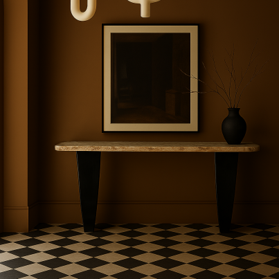 Walnut Marble Console Table