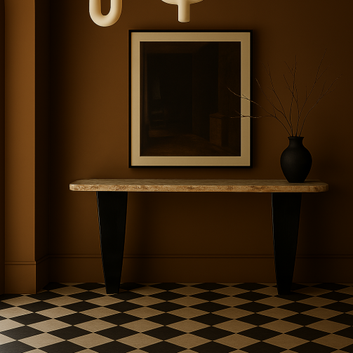 Walnut Marble Console Table