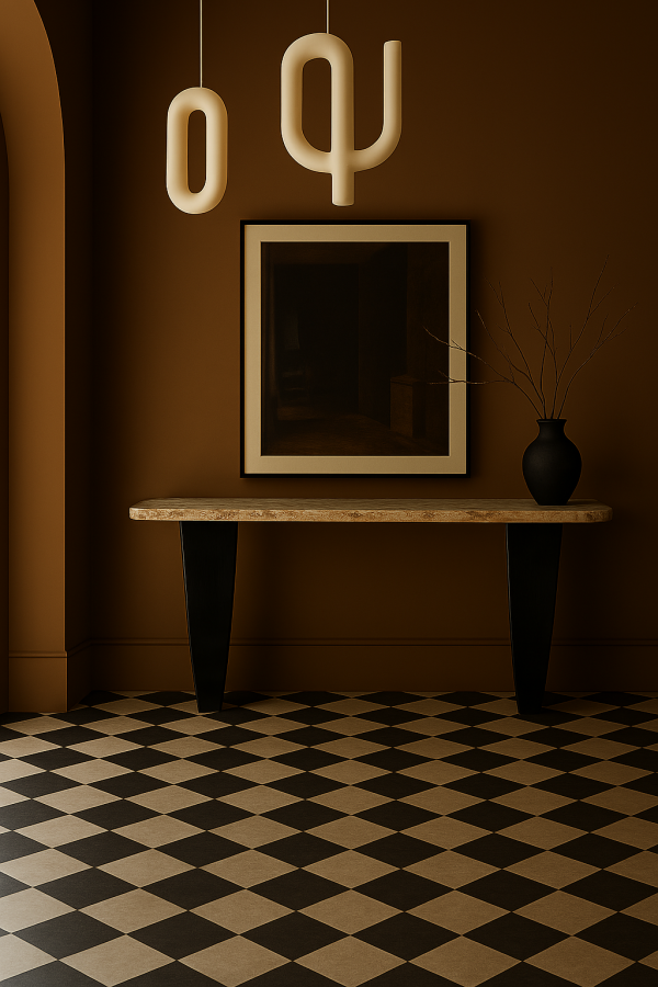 Walnut Marble Console Table