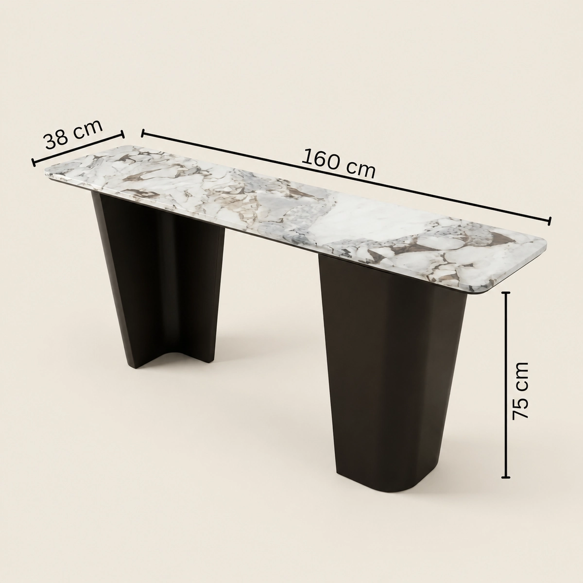 Dalton Walnut Marble Coffee Console Table | Luxury Modern Stone Console UAE
