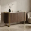 Hampton Walnut & Gold Coffee Cabinet 160 cm | Luxury Coffee Station Cabinet UAE