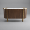 HAMPTON WALNUT & GOLD BUFFET CABINET WITH ARCHED DOORS - luxury furniture Dubai UAE