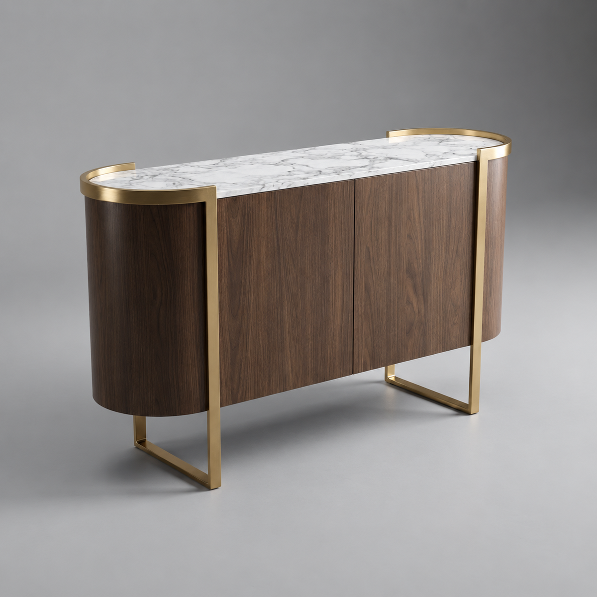 Hampton Walnut & Gold Coffee Cabinet 160 cm | Luxury Coffee Station Cabinet UAE