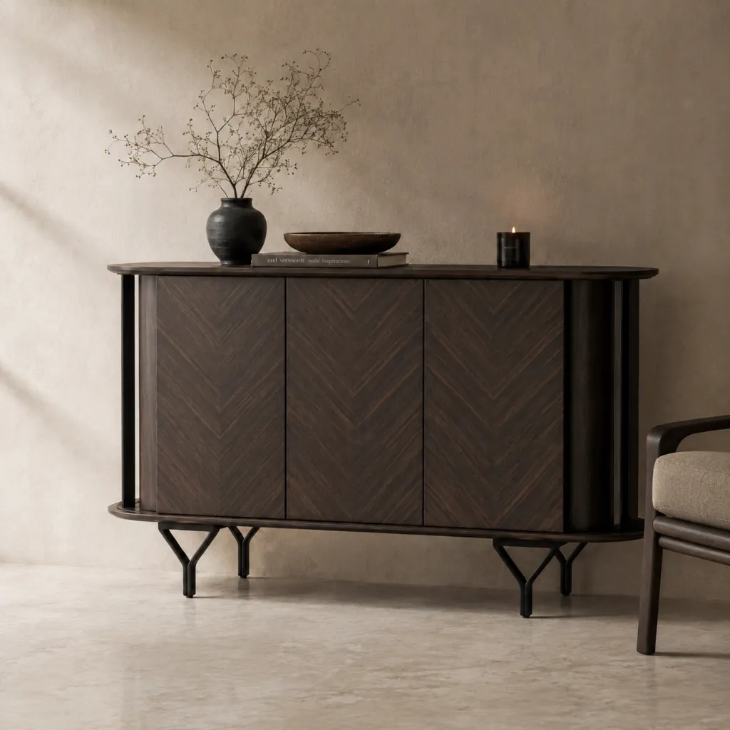 Wood & Glass Buffet Cabinet in UAE