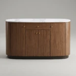 LANCASTER WALNUT & GOLD BUFFET CABINET — 2 DOOR