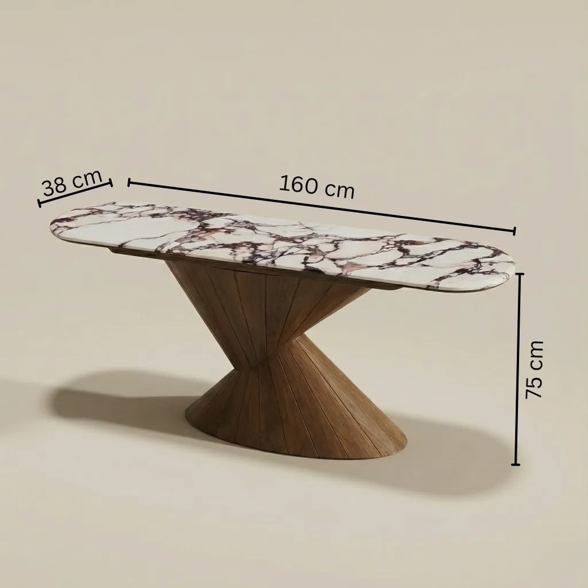 Oakley Walnut Marble Coffee Console Table 160cm | Luxury Wood & Stone Console UAE