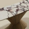 OAKLEY WALNUT MARBLE & WOOD COFFEE CONSOLE TABLE - luxury furniture Dubai UAE