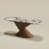 Oakley Walnut Marble Coffee Console Table 160cm | Luxury Wood & Stone Console UAE