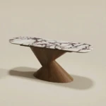 OAKLEY WALNUT MARBLE & WOOD COFFEE CONSOLE TABLE