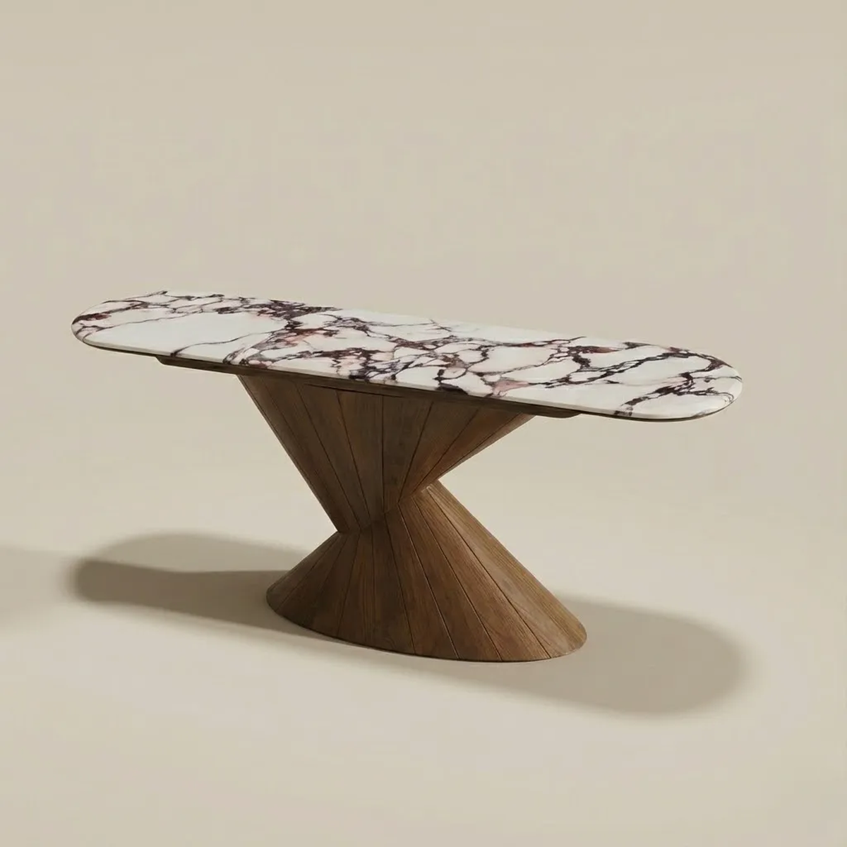 Oakley Walnut Marble & Wood Coffee Console Table