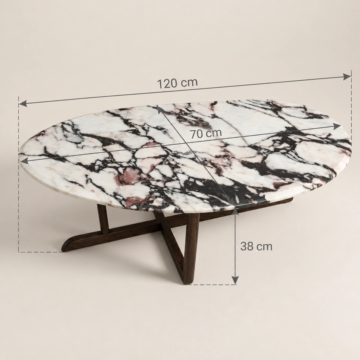 Coffee Table Sila Luxury Brown Marble Coffee Table 120cm Modern Industrial 2026