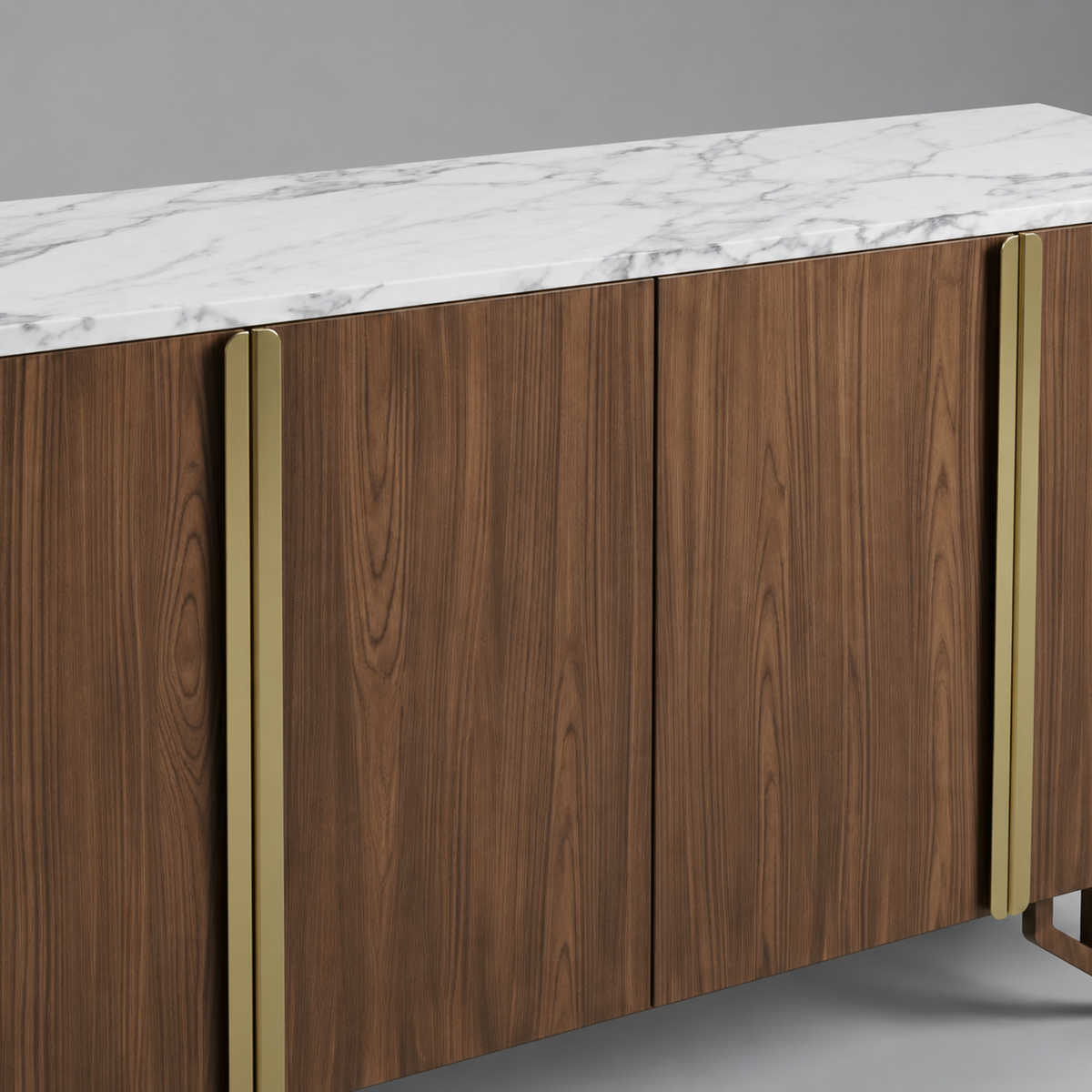 Stratford Walnut & Gold Coffee Cabinet 160cm | Luxury Coffee Station Cabinet UAE