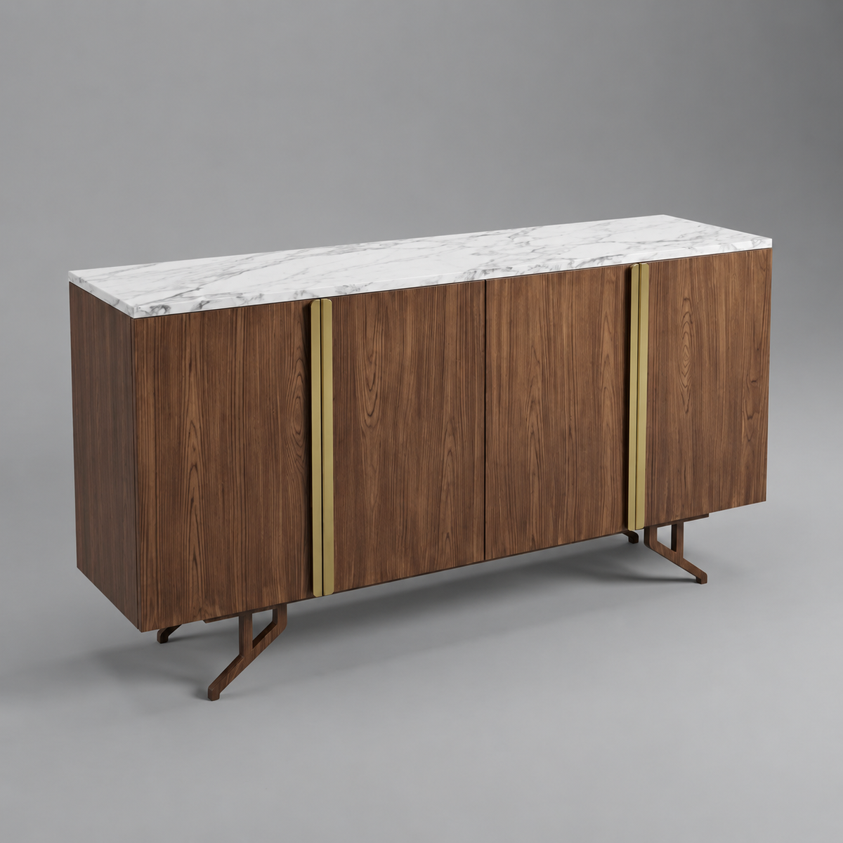 Stratford Walnut & Gold Coffee Cabinet 160cm | Luxury Coffee Station Cabinet UAE
