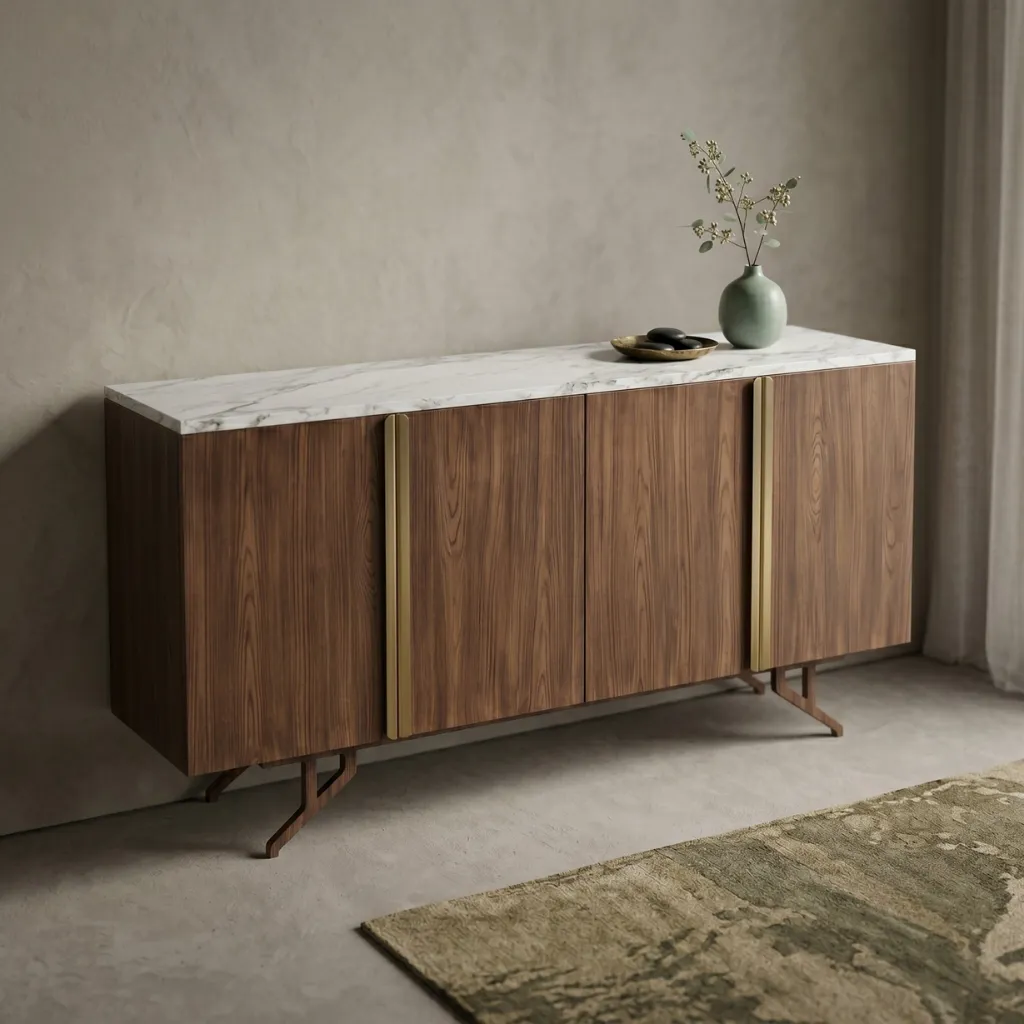 WALNUT & GOLD BUFFET CABINET IN UAE