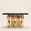 Valencia Black & Gold Coffee Console Table 150cm | Luxury Rock Slab Console UAE