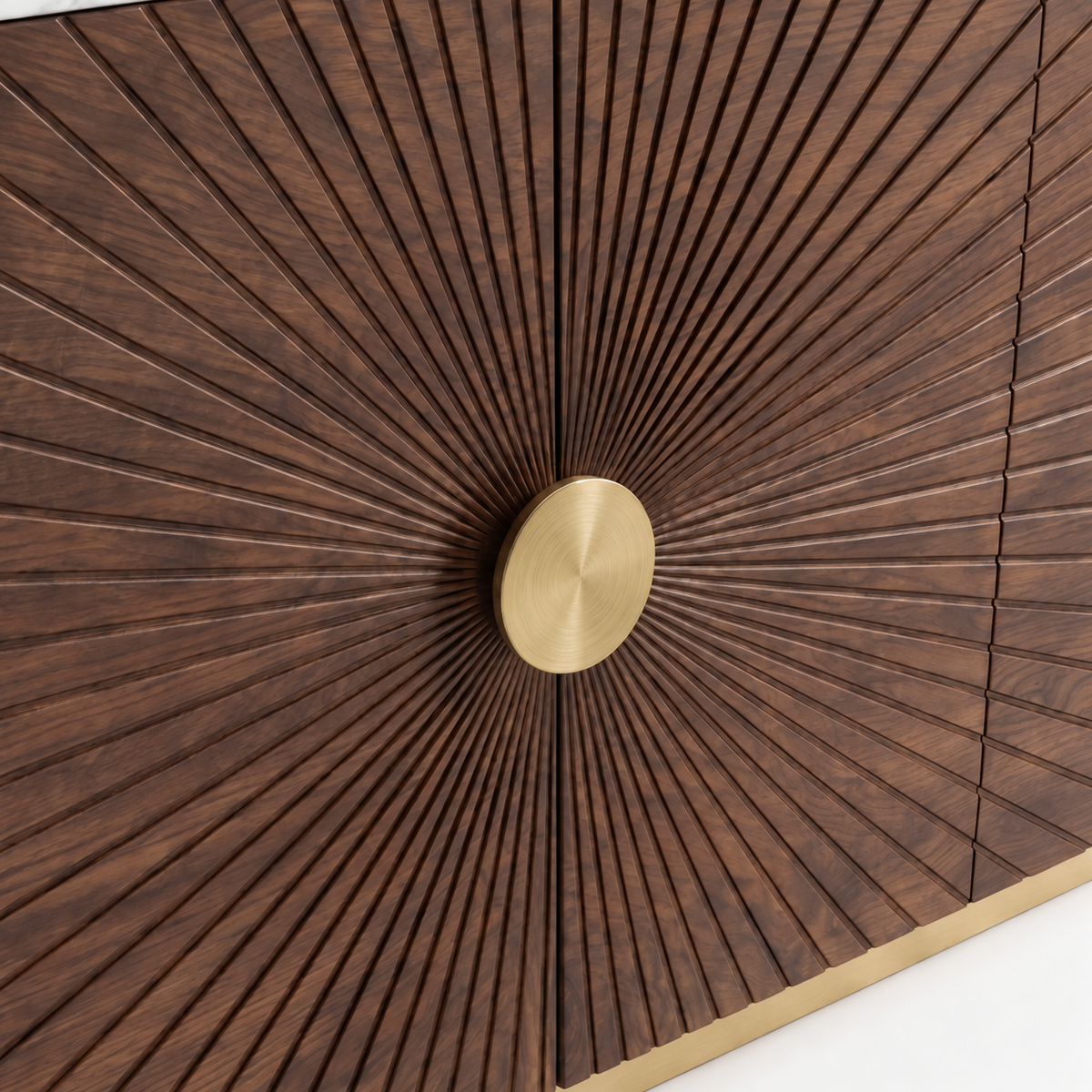 Balmorel Walnut & Gold Coffee Cabinet 160cm | Luxury Coffee Station Cabinet UAE