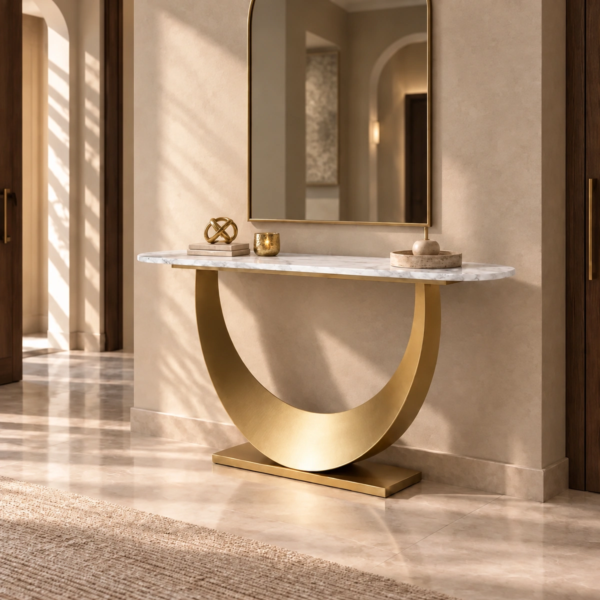 HARRISON WHITE & GOLD COFFEE CONSOLE TABLE