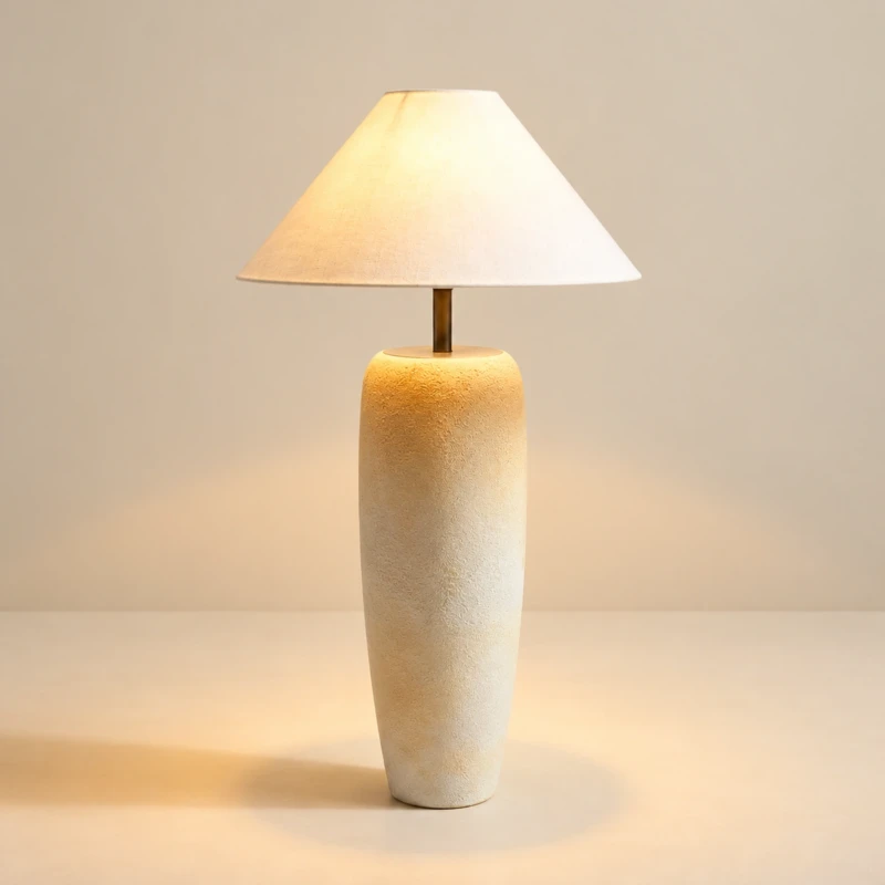 Pottery Floor Lamp CAVANA Cream 110cm Natural Modern Fabric Shade Lamp 2026 UAE