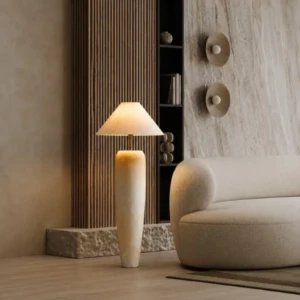 Pottery Floor Lamp CAVANA Cream 110cm Natural Modern Fabric Shade Lamp 2026 UAE