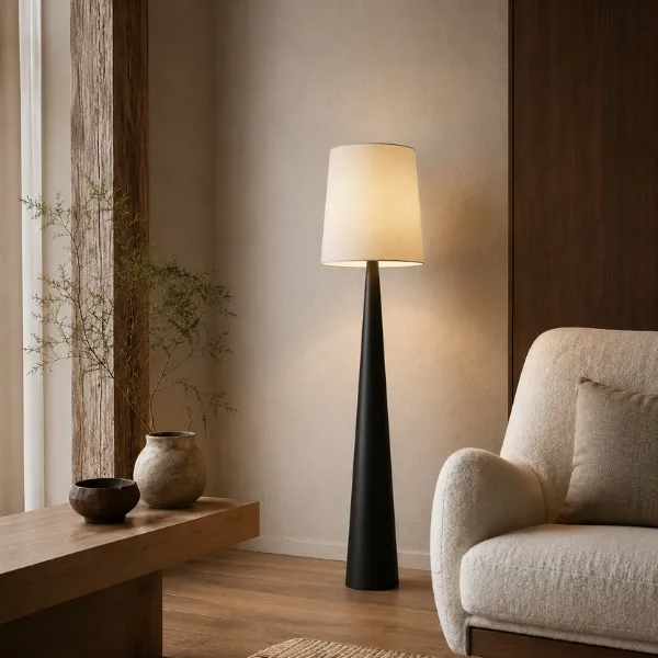 MALON BLACK IRON & FABRIC FLOOR LAMP - luxury furniture Dubai UAE